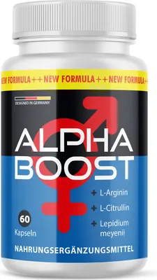 Image de Alpha Boost gélules | avec L-arginine, L-citrulline ainsi que maca, extrait de pépins de raisin et zinc | 60 gélules contenu par boîte