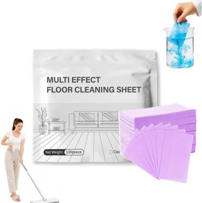 Produktbild von Bodenreiniger Reinigungsblätter – 100 Stück – Wasserlöslicher Bodenreiniger – Allzweckreiniger für Fliesen, Laminat und Holz – Lavendel – Lila