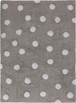 Immagine prodotto di 120x160 cm Tappeto naturale, tessuto a mano a pois Grigio-Bianco