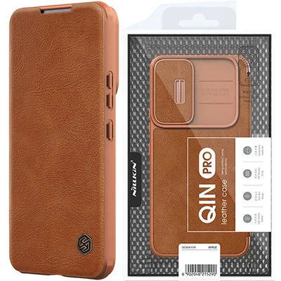 Zdjęcie produktu dla Nillkin Qin Leather Pro Case Etui Do Samsung Galaxy S22+ (S22 Plus) Osłona Na Aparat Kabura Pokrowiec Obudowa Z Klapką Brązowy