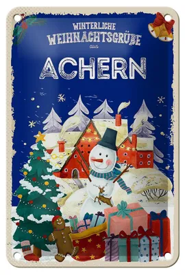 Produktbild von Blechschild Weihnachtsgrüße ACHERN Geschenk Deko Fest Schild  12x18cm