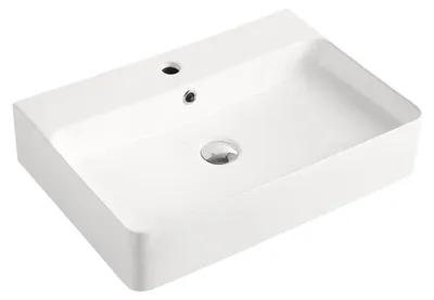 Productafbeelding van Beitz & Walz AqvaCeramica wastafelblad, wit met overloop, 600 x 420 x 130 mm