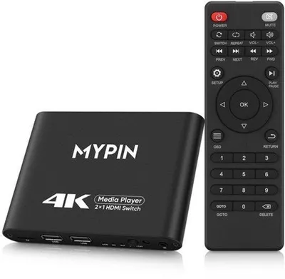 Productafbeelding van 4K Multimediaspeler HDMI, HD Mediaspeler TV met 2-in-1-out HDMI-schakelaar