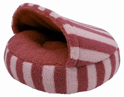 Produktbild von Rosewood Sherpa-Katzenbett mit rosa Streifen, 2-in-1 Versteck und offener Lounge