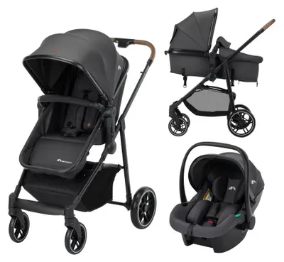 Produktbild von Bebeconfort Haze Trio Lux, Baby Kinderwagen 3 in 1 mit Kindersitz (i-Size), 0–4 Jahre (max. 22 kg), 2-in-1 Sitzeinheit, Liegeposition, Mineral Graphite