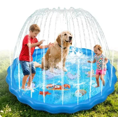 Image de Tapis de jeu d'eau pour chiens et enfants, 170 cm, jouet d'extérieur pour le jardin