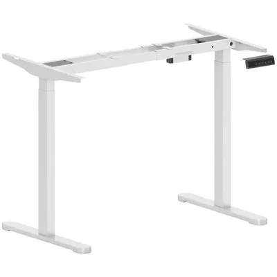 Image de Fortuna Lai Bureau réglable en hauteur Structure électrique Structure de table avec 2 moteurs et 3 commandes à mémoire Pieds de bureau silencieux, protection anti-collision Blanc
