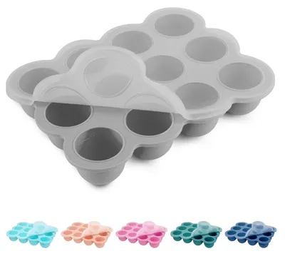 Imagen del producto de Recipientes de silicona para alimentos para bebés - Libres de BPA - Color gris