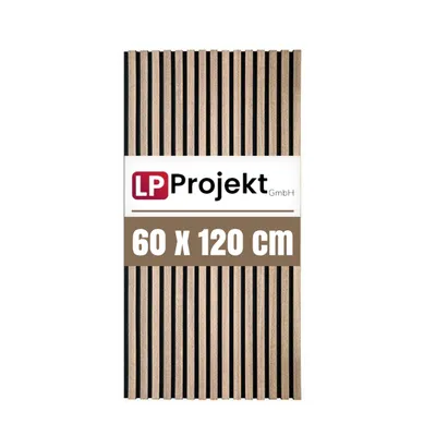 Immagine prodotto di LP Projekt Pannello da parete in legno 120x60 cm | Pannello acustico 3D moderno per ambienti e uffici | Pannello da parete decorativo in noce, ideale per pareti decorative