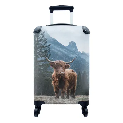 Produktbild von MuchoWow® Koffer Handgepäck Trolley Rollkoffer Kleine Reisekoffer mit 4 Rollen - Berge - Winter - Schottische Highlander - Cabin Size < 55x40x23 cm & 55x40x20 cm - Fotokoffer - Kabinenkoffer - Boardgepäck - Reise-Box - Reisekoffer - Reisegepäck - Koffer mit Bild - Trolley für Kinder