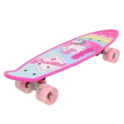 Produktbild von Skateboard für Kinder,59cm komplettes Mini Cruiser Board mit blinkenden Rädern,Skate Board für Cruising & Basics Tricks