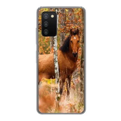 Produktbild von MuchoWow® Handyhülle Schutzhülle Hülle für Samsung Galaxy A03s Pferd - Wald - Braun Silikon Softcase Handy Hülle - Schutz