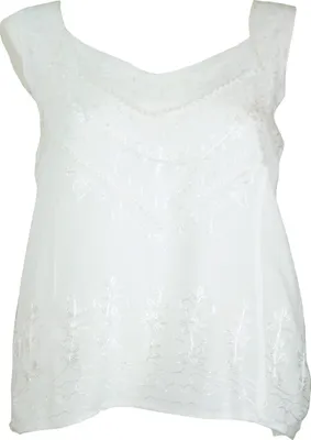 Produktbild von Besticktes Indisches Hippie Top, Kurze Boho-chic Bluse - Weiß, Damen, Viskose, Tops & T-Shirts