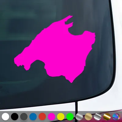 Produktbild von PantherPixel Mallorca Aufkleber Insel Umriss Reisen Spanien Sticker Auto Geschenkidee Farbe Neon-Pink