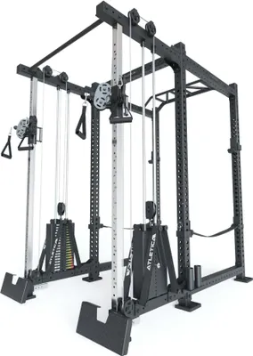 Produktbild von ATLETICA R8-Duality PRO Power Rack | Full Rack mit Cable Cross | 2x90 kg Double Stack, Multi-Grip Bar, Safety Straps, J-Hooks, Kabelzug
