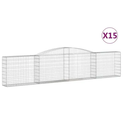 Produktbild von Gabionen mit Hochbogen 15 Stk. 400x30x80/100cm Verzinktes Eisen