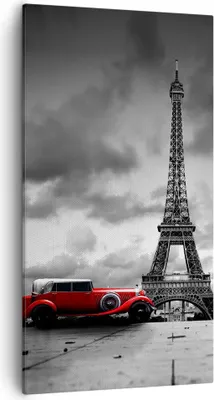 Produktbild von Bild auf Leinwand - Leinwandbild - Auto Eiffle Paris Stadt - 55x100cm - Wand Bild - Wanddeko - Leinwanddruck - Bilder - Kunstdruck - Wanddekoration - Leinwand bilder - Wandkunst - PA55x100-2828