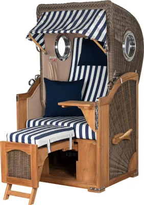 Produktbild von Strandkorb-Set - bene living - Ammersee Single Teak - PE grau - Modell 518 - inkl. Liftersystem