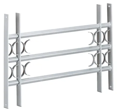 Productafbeelding van Relaxdays raamrooster, inbraakbescherming, uitschuifbaar, voor buiten, staal, 450 x 700-1050 mm, veiligheidsrooster, grijs