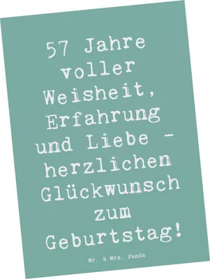 Produktbild von Mr. & Mrs. Panda Grußkarte Spruch 57. Geburtstag - Meeresbrise - Geschenk, 57 Jahre, Ansichtskarten, Ansichtskarte, Postkarten, Alter, Liebe, Geburtstagserinnerungen
