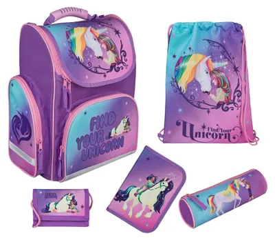 Produktbild von Schulranzen Unicorn Academy 5-teilig, Schultaschen Set Mädchen 1. Klasse