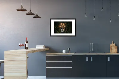Produktbild von MuchoWow® MuchoWow® Gerahmtes Poster Dschungel - Löwe - Tiere - Blätter 60x40 cm - Poster mit zchwarzem Bilderrahmen - Schlafzimmer - Plakat in Rahmen - Drucken
