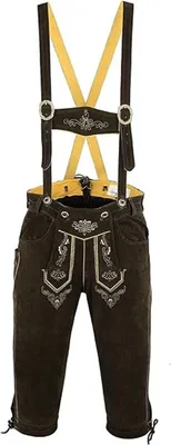 Produktbild von Trachten Lederhose Kniebundhose trachtenhose Hose mit Hosenträger, Größe:50/M, Farbe:Dunkelbraun
