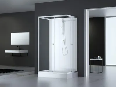 Zdjęcie produktu dla Kompletny prysznic MARWELL Kompletny prysznic Gotowy prysznic White Dream 80 x 110 x 200 cm - kompletny zestaw zawieraj?cy brodzik i armatur? - dwustronny