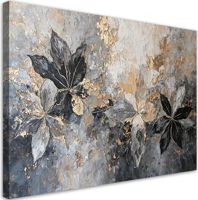 Produktbild von Leinwandbild Blätter Abstrakte Textur Gold 60x40 Feeby Silber bild für die wand bereit zum aufhängen