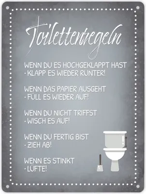 Produktbild von Metallschild XL mit Spruch: Toilettenregeln Schild Blechschild Aluminiumschild
