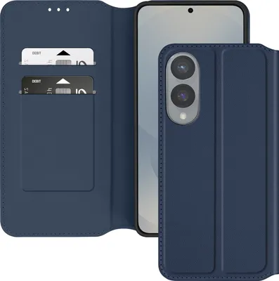 Image de Avizar, étui à rabat pour Galaxy S25 Edge avec porte-cartes, bleu nuit