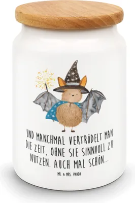 Produktbild von Mr. & Mrs. Panda behälter Fledermaus Zauberer - Weiß - Geschenk, Magier, Lustige Sprüche, Frauen, Aufbewahrungsdose, zuckerdose, Kaffeedose, Dose, Fledermäuse, Keksdose