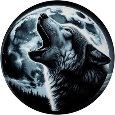 Produktbild von Wolf im Mondschein Magnet rund