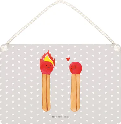 Produktbild von Mr. & Mrs. Panda Wandbild Holz Streichhölzer DIN A5 - Grau Pastell - Geschenk, wandtafel, Holzschild, Liebesbeweis, Schild, holzbild, Türschild, dekotafel, Freundin