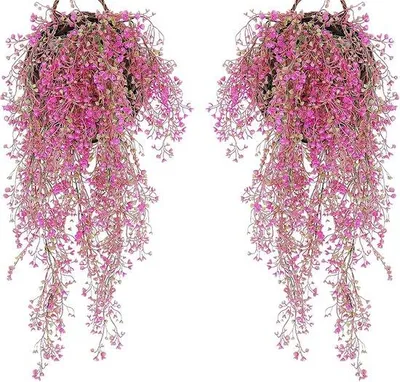 Immagine prodotto di 2 fiori artificiali pendenti color rosa-rosso per esterni, giardino, matrimoni