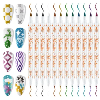 Produktbild von Omgoods – Set mit 12 Nagelkunststiften – Doppelseitige Nagelkunstmarker