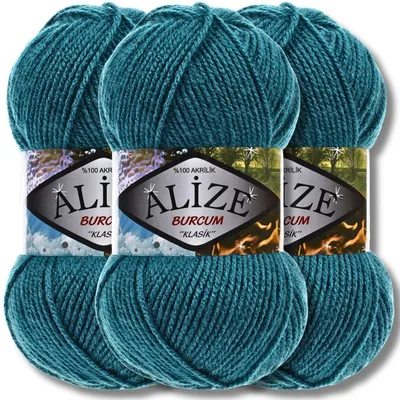Produktbild von Alize 3x 100g Burcum Klasik Wolle, Uni, Häkeln, Stricken (Lake Green - 212)