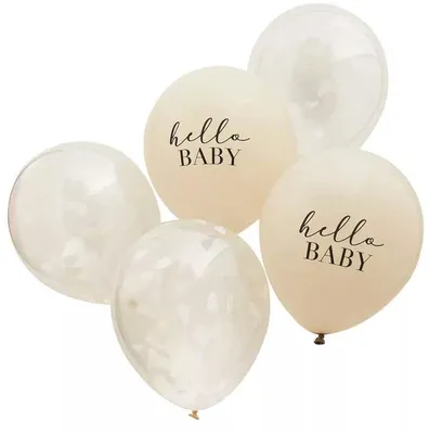 Productafbeelding van Ballonnen Hello Baby & Confetti wolkjes Ginger Ray (5st)