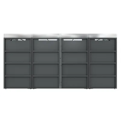 Produktbild von Flieks Mülltonnenbox 2er mit Pflanzdach, Mülltonnenverkleidung Müllbox für 4 Tonnen 120-240L, Mülltonnenboxen Outdoor, 264x80x124.5cm, Grau