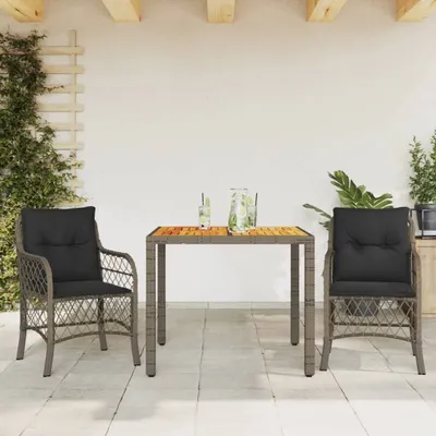Obrázek produktu pro Maison Exclusive - 3dílný bistro set s poduškami šedý polyratan