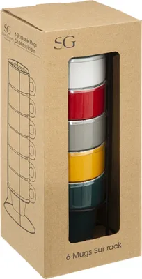Immagine prodotto di Set di 6 tazze da cappuccino colorate + supporto in metallo