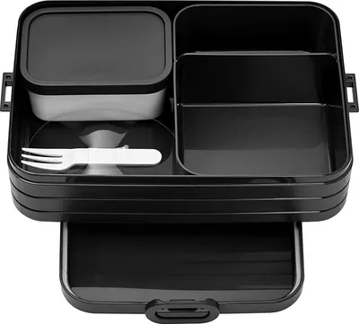 Produktbild von Mepal Bento-Lunchbox Take A Break Black Edition Large – Brotdose mit Fächern, geeignet für bis zu 8 Butterbrote, TPE/pp/abs, 0 mm