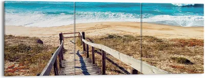 Produktbild von Bild auf Leinwand - Leinwandbild - 3 Teile - Meer Strand Eintritt - 150x50cm - Wand Bild - Wanddeko - Wandbilder - Leinwanddruck - Bilder - Wanddekoration - Leinwand bilder - Wandbild - CA150x50-4359