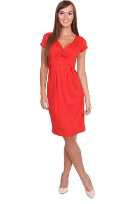 Immagine prodotto di Abito premaman con scollo a V e arricciature; rosso L/XL 40/42