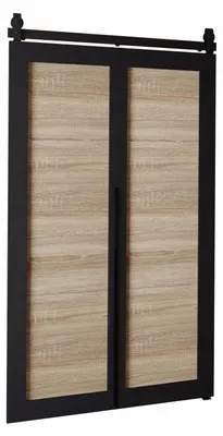 Produktbild von KierMoebel Schiebetür Komplettset QUDIO M1 Schwarz + Sonoma 106x205x3,2 cm Wohnzimmer Schiebetür