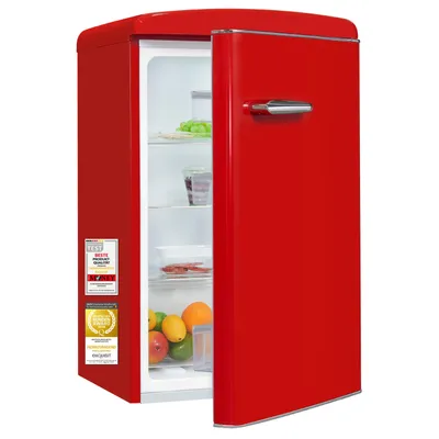 Produktbild von Exquisit Retro Kühlschrank 120 l | Energieklasse C | leise 38 dB | 54,5 cm schmal | LED-Beleuchtung | RKS120-V-H-160C rot | Rot