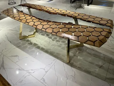 Produktbild von XXL Esszimmertisch Esstisch Epoxidharz Küchentisch Groß Holz Braun