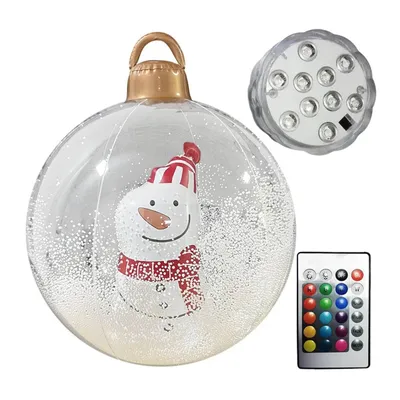 Produktbild von Aufblasbare Weihnachtskugel Schneemann 61 cm LED Beleuchtung mit Fernbedienung innen außen Deko - GlowySnowy