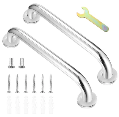 Produktbild von Haltegriff Dusche Badewanne Griff - 30 cm - Edelstahl - Antirutsch - 2 Stück