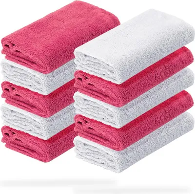 Produktbild von detailmate 10er Set Mikrofasertücher - 40x40cm, 550 GSM - Mikrofaser Poliertücher 5x pink, 5x weiß